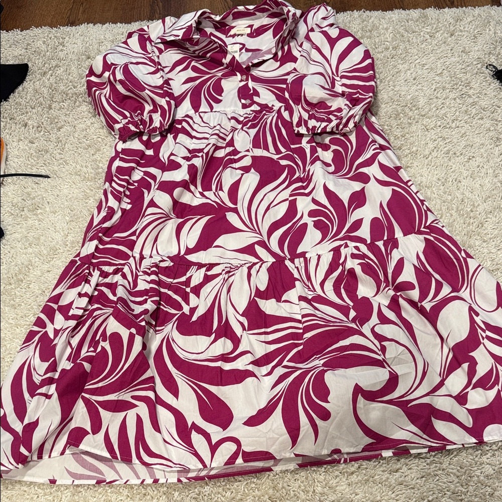 NWT Maeve by Anthropologie Pink and White dress size large